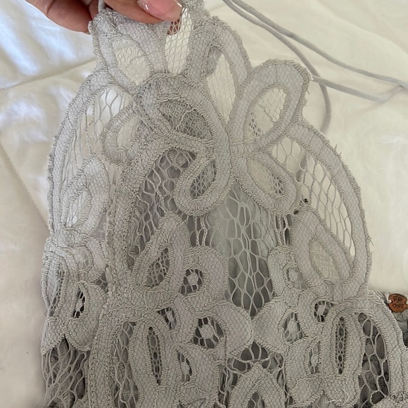 FREE PEOPLE FP One Adella Lace Bralette in light gray. Size large new with tags - Picture 12 of 15